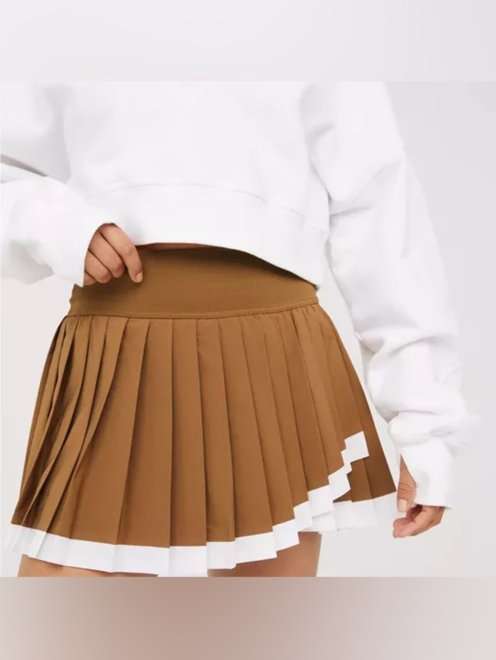 Aerie Offline Pleated Tennis Skirt Brown & White